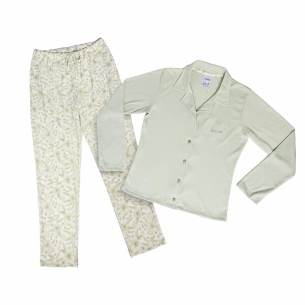 Pijama 2 Piezas Blusa Manga Larga Y Pantalón Con Cintura Elástica