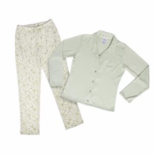 Pijama 2 Piezas Blusa Manga Larga Y Pantalón Con Cintura Elástica COTTON & SILK