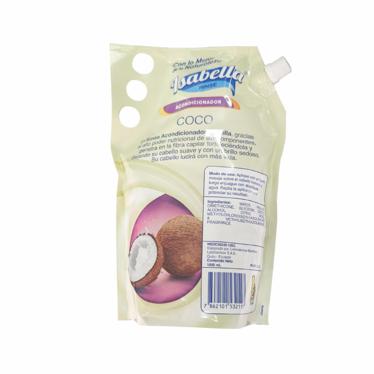 Rinse Acondicionador Capilar Pasión Coco ISABELLA 1000 Ml