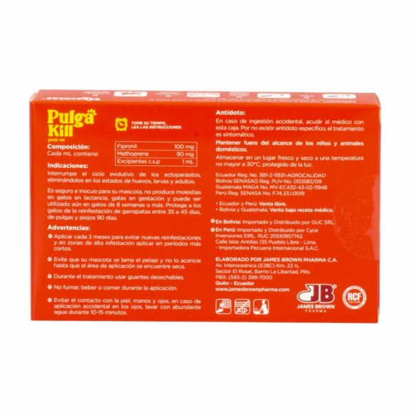 Pipeta Antipulgas Pour On Para Gatos PULGA KILL 0,5 Ml - Imagen 3