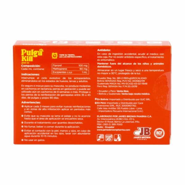 Pipeta Antipulgas Pour On PULGA KILL 0,67 Ml - Imagen 3