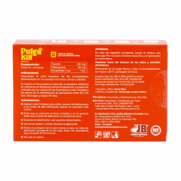 Pipeta Antipulgas Pour On PULGA KILL 0,67 Ml - Imagen 3
