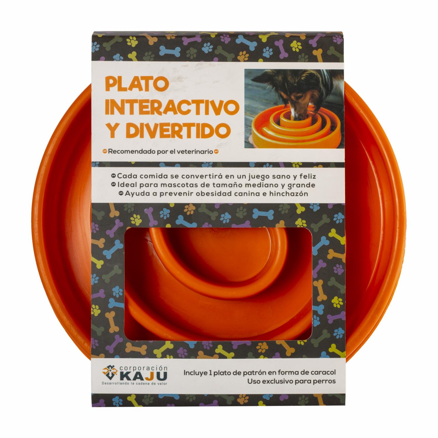 Plato De Mascota Interactivo Tono Anaranjado MASCOTIN 24X24 Cm - Imagen 2