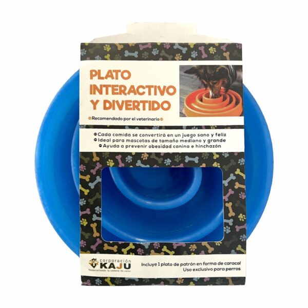 Plato De Mascota Interactivo Tono Celeste MASCOTIN 24X24 Cm - Imagen 2