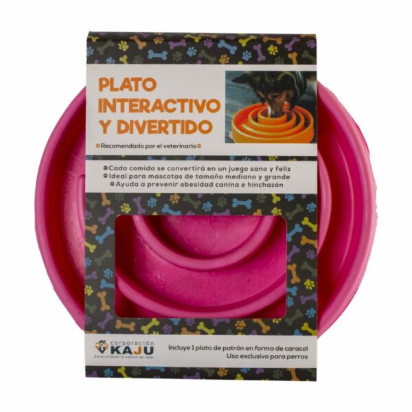 Plato De Mascota Interactivo Tono Fucsia MASCOTIN 24X24 Cm - Imagen 2