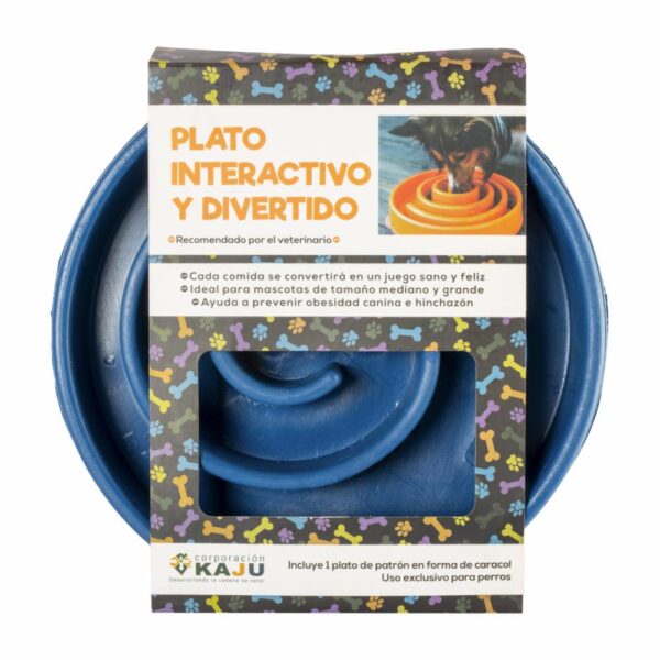 Plato De Mascota Interactivo Tono Azul MASCOTIN 24X24 Cm - Imagen 2