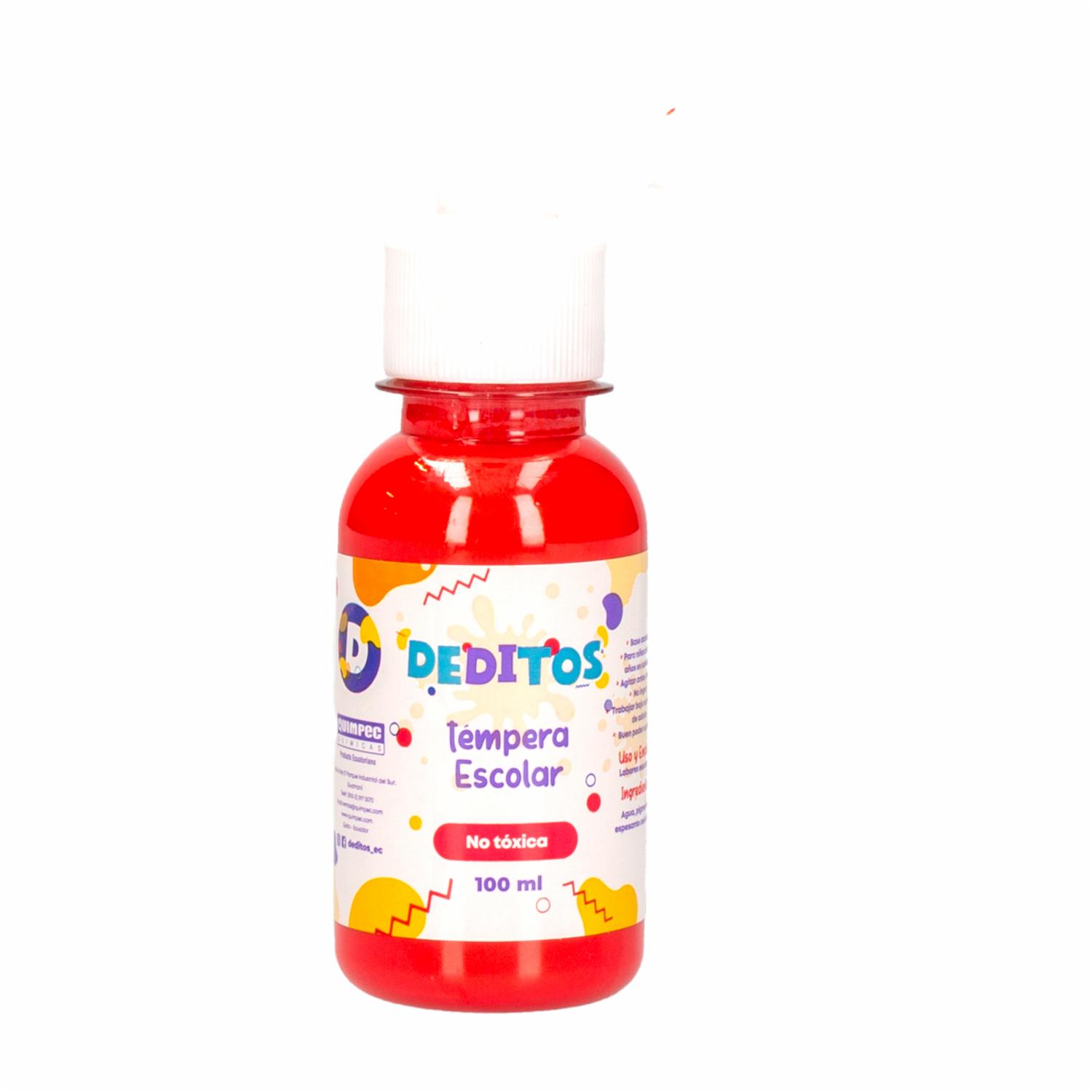 Tempera Escolar Deditos Frasco Color Rojo DEDITOS 100Ml - Imagen 2