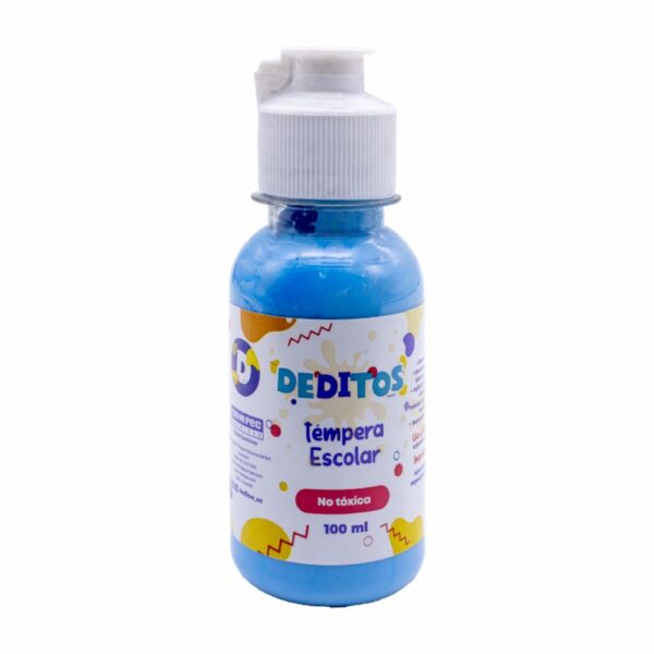 Tempera Escolar Deditos Frasco Color Celeste DEDITOS 100Ml
