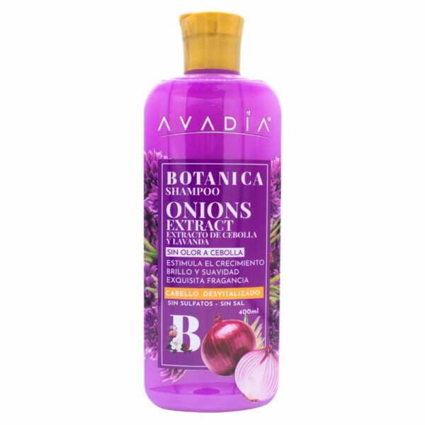 Shampoo Para Cabello Botánica Onions Extracto De Cebolla Y Lavanda AVADIA 400 Ml