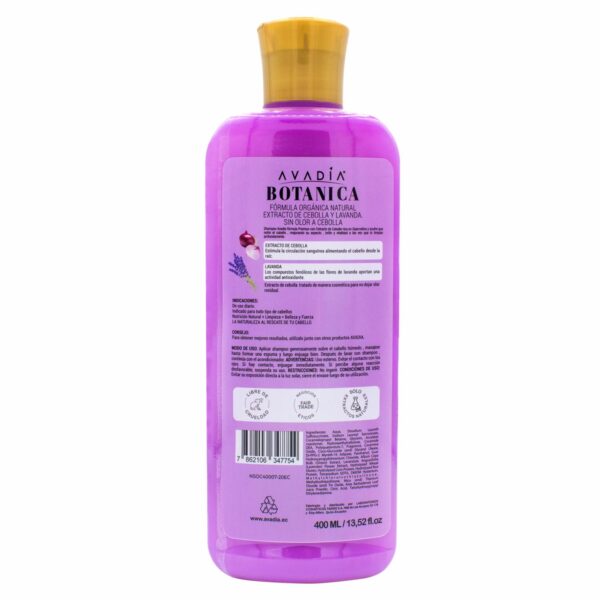 Shampoo Para Cabello Botánica Onions Extracto De Cebolla Y Lavanda AVADÍA 400 Ml - Imagen 2