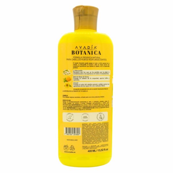 Acondicionador De Cabello Botánica Manzanilla Miel Y Girasol AVADIA 400 Ml - Imagen 2