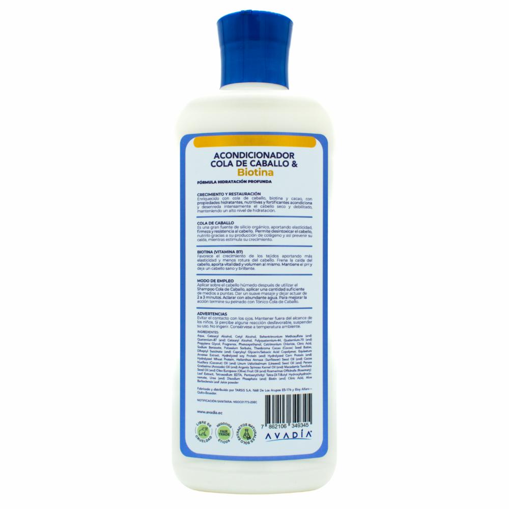 Acondicionador De Cabello Cola De Caballo & Biotina Crecimiento Acelerado AVADÍA 400 Ml - Imagen 2