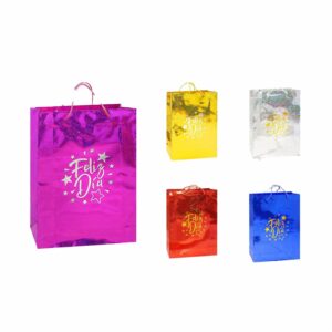 Funda De Regalo Holográfica Feliz Dia Pequeña Varios Colores HOLIDAY'S 18 X 22 cm