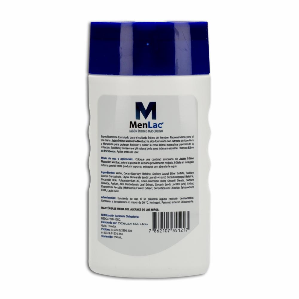 Jabón Íntimo Masculino PH 5.5 Frescura Y Limpieza MEN LAC 250 Ml - Imagen 2