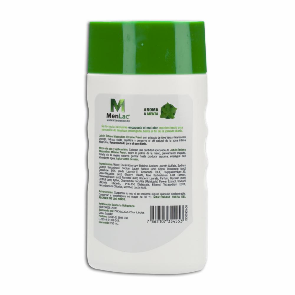 Jabón Íntimo Masculino PH 5.5 Protección Prolongada Fragancia Menta MEN LAC 250 Ml - Imagen 2