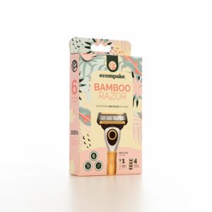 Razuradora Dama Mango De Bamboo 6 Hojas De Acero ECOMPAKE Con 4 Cartuchos