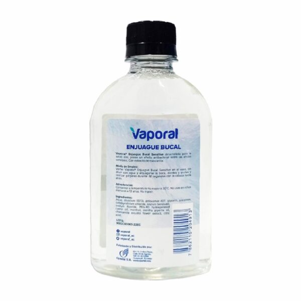 Enjuague Bucal Antibacterial Sensitive VAPORAL 250 Ml - Imagen 2