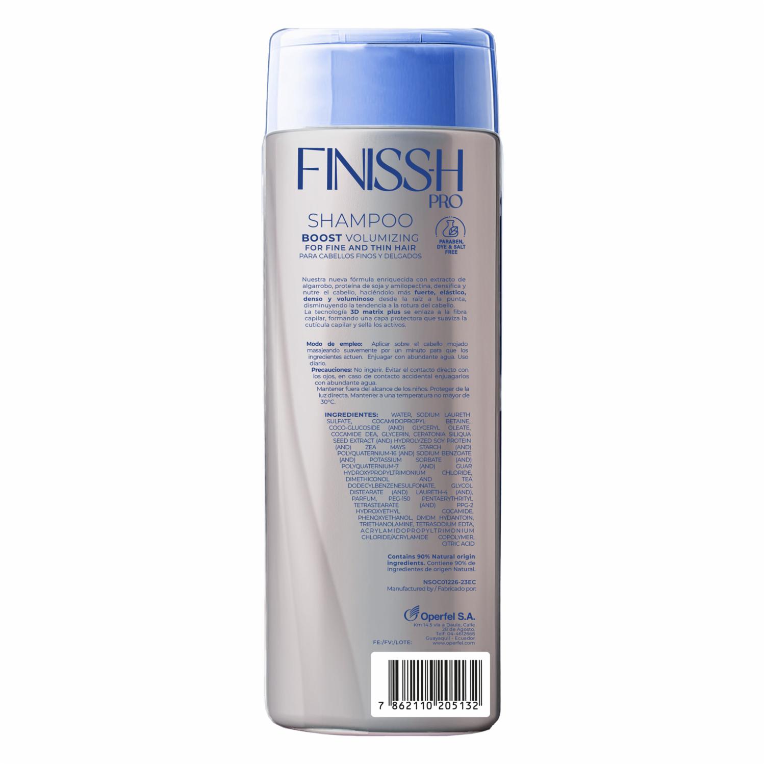 Shampoo De Cabello Boost Volumen FINISSH PRO 375 Ml