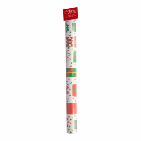 Papel De Regalo Diseño Regalos Navideños OIMI 57Cmx4Cm