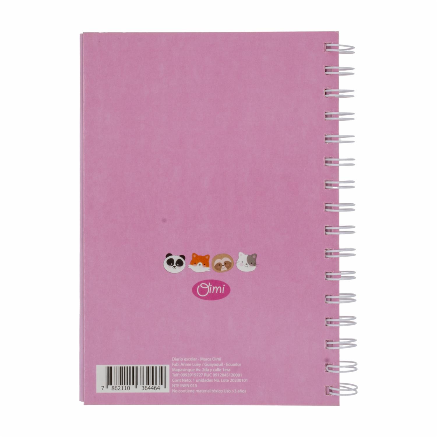 Diario Escolar Femenino Pasta Dura De Doble Anillo OIMI Unidad - Imagen 2