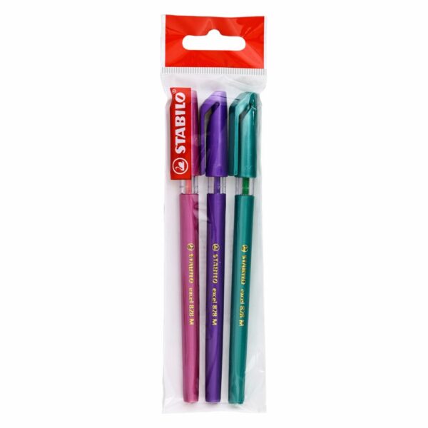 Bolígrafo Excel Verde, Violeta Y Rosado 828M STABILO Ecopack X3