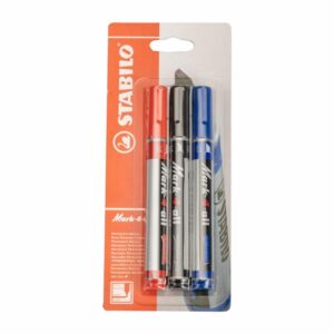 Marcador Permanente Azul Negro Rojo STABILO Ecopack X3