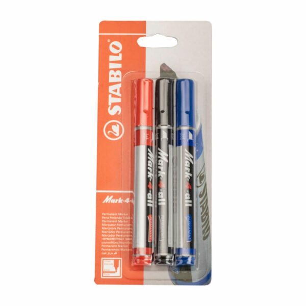 Marcador Permanente Azul Negro Rojo STABILO Ecopack X3