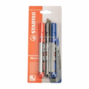 Marcador Permanente Azul Negro Rojo STABILO Ecopack X3