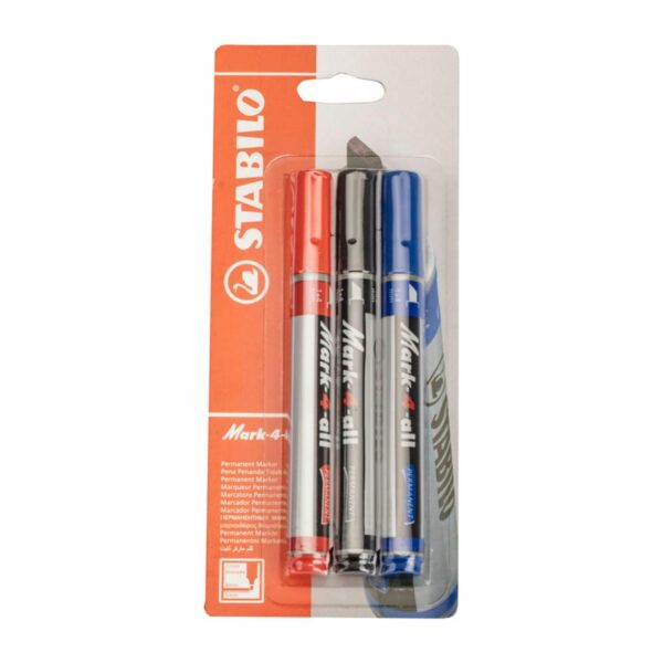 Marcador Permanente Azul Negro Rojo STABILO Ecopack X3