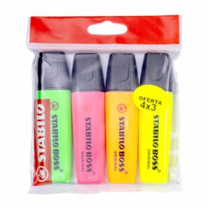 Resaltador Boss Original Amarillo Negro Y Rojo STABILO 1x3 Uds