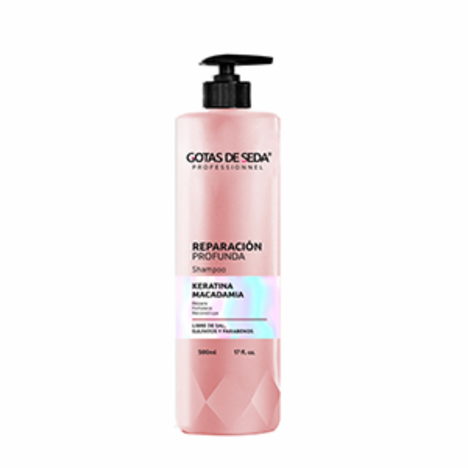 Shampoo De Cabello Reparación Profunda Keratina Y Macadamia GOTAS DE SEDA 500 Ml