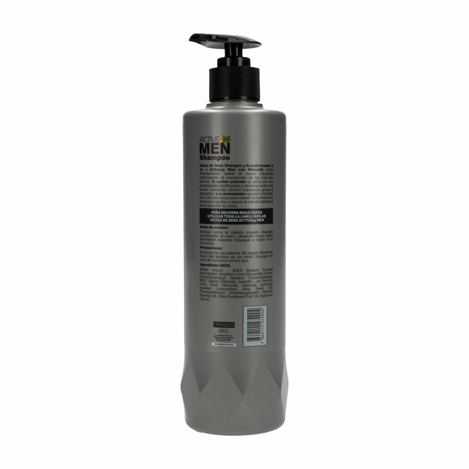 Shampoo Y Acondicionador Capilar 2 en 1 Control Caída Gotitas De Seda ACTIVE 24 MEN 500 Ml - Imagen 2