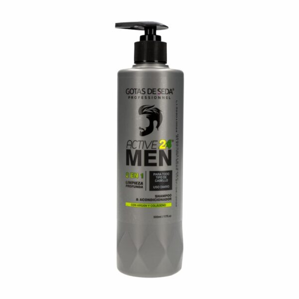 Shampoo Y Acondicionador Capilar 2 en 1 Para Todo Tipo De Cabello Gotitas De Seda ACTIVE 24 MEN 500 Ml - Imagen 2
