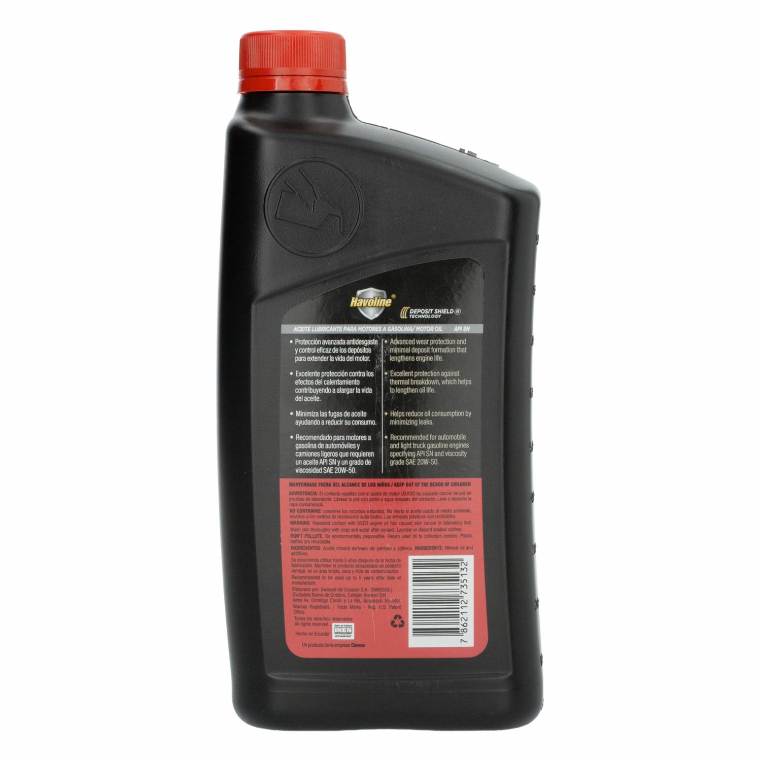 Aceite Para Auto 20W50 Prm HAVOLINE 946ML - Imagen 2