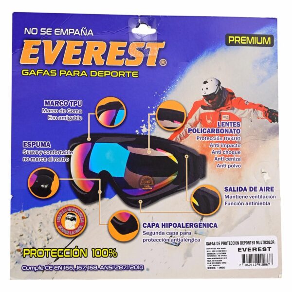 Gafas De Protección Deportes Aire Libre Multicolor EVEREST 24 X 23 X 8 - Imagen 2
