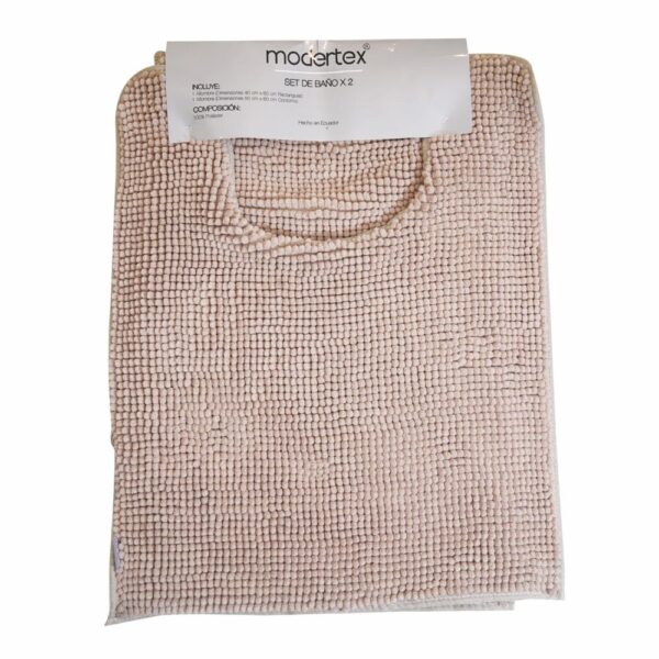 Set De Baño Chenille 2 Piezas Beige MODERTEX