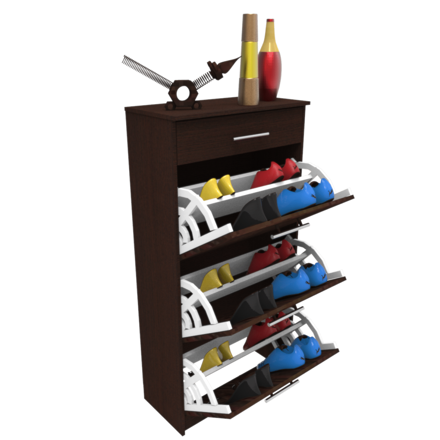 Zapatera Apis 3 Puertas 1 Cajón Wengue MUEBLE FÁCIL