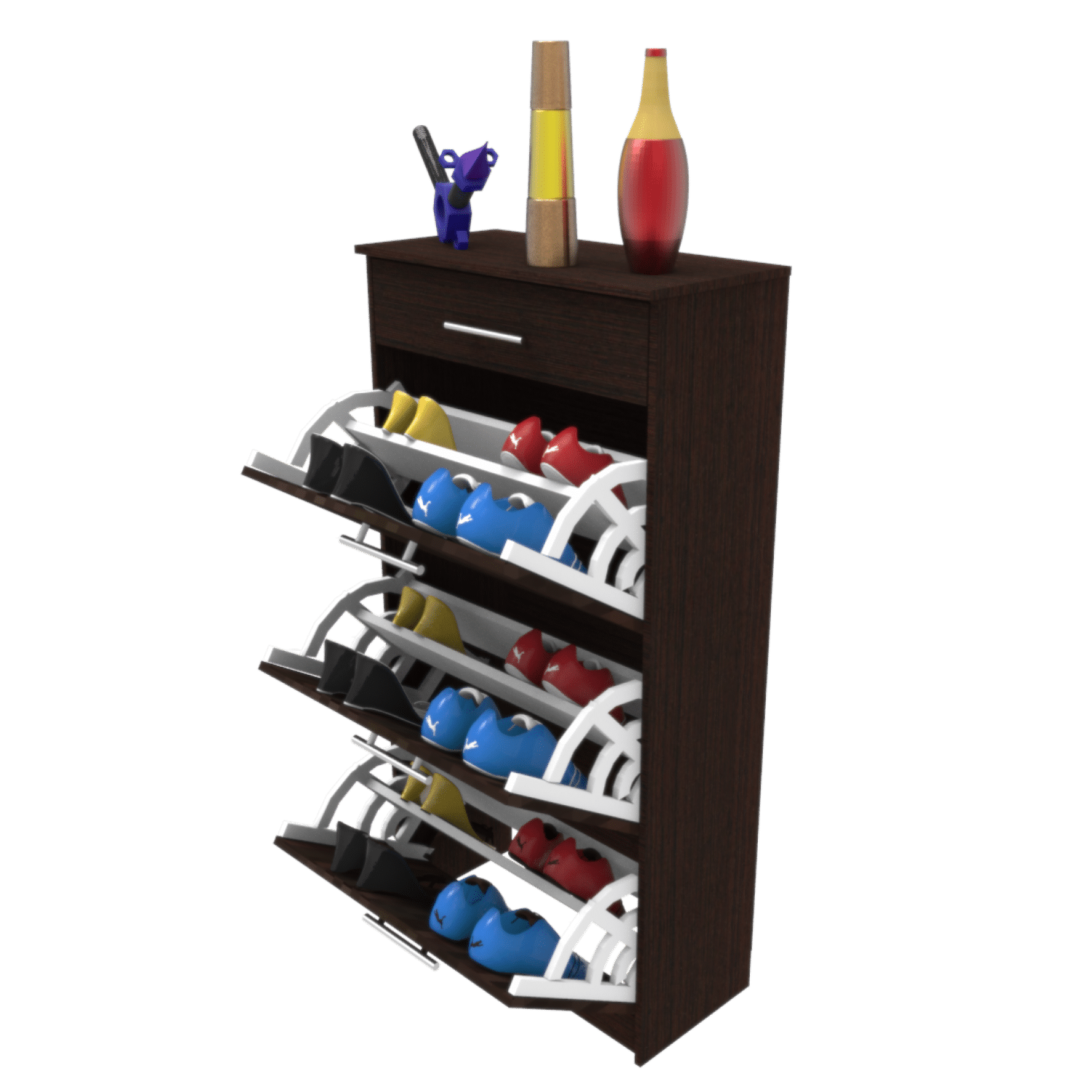 Zapatera Apis 3 Puertas 1 Cajón Wengue MUEBLE FÁCIL