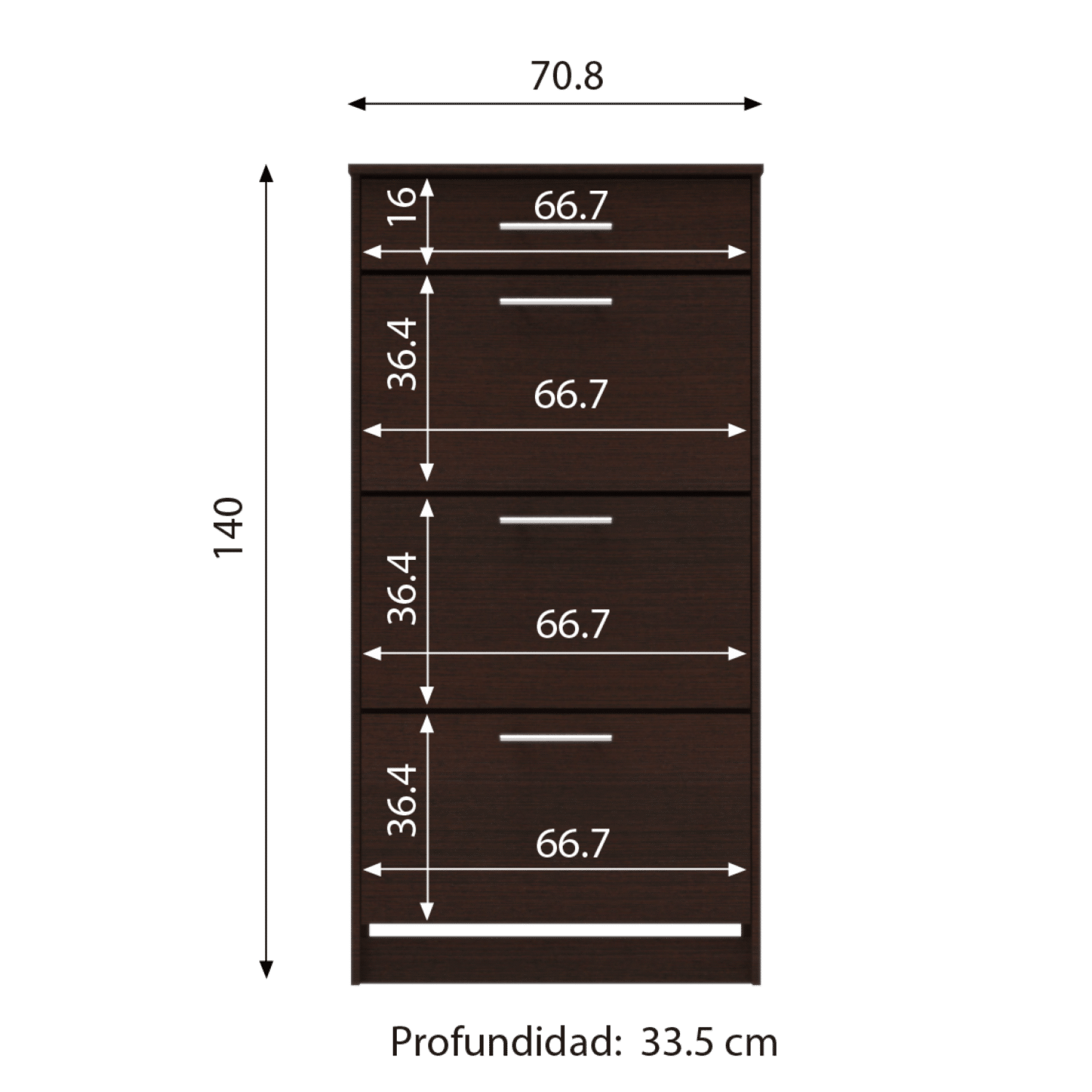 Zapatera Apis 3 Puertas 1 Cajón Wengue MUEBLE FÁCIL
