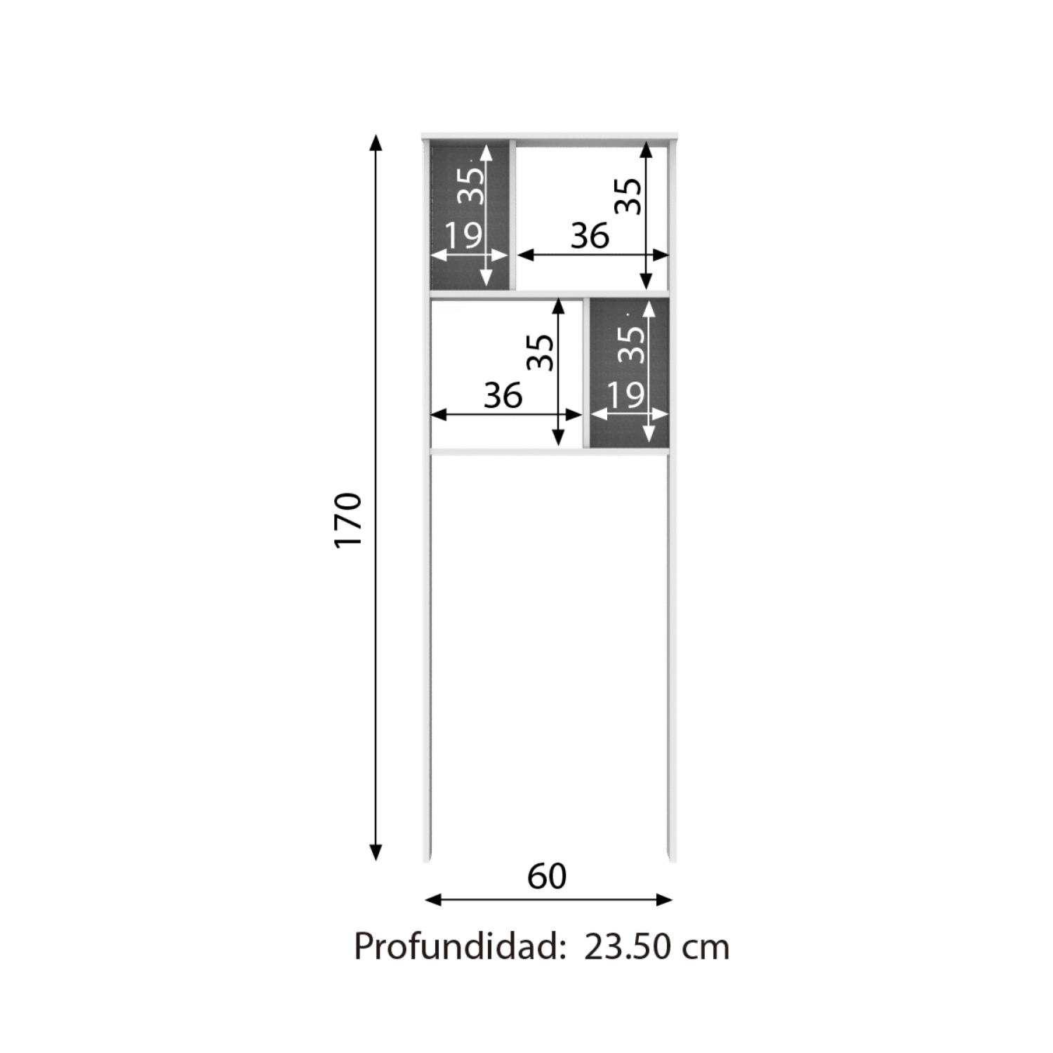 Mueble Auxiliar De Baño Sobre Inodoro Puertas Blanco MUEBLE FÁCIL