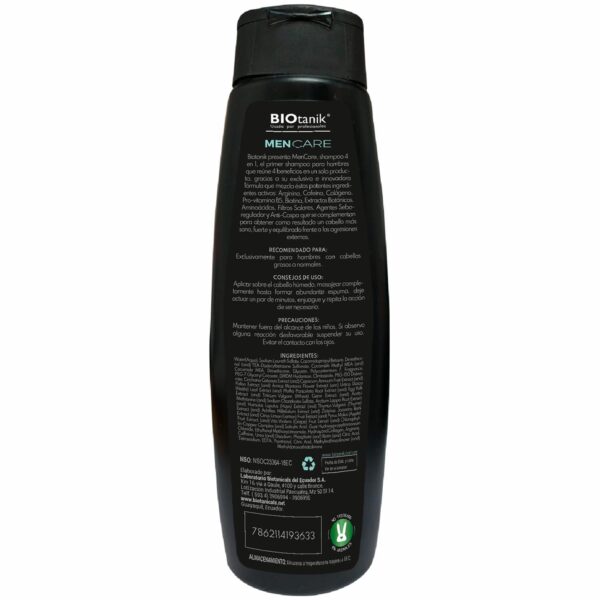 Shampoo Para Cabello Men Care 4 En 1 BIOTANIK 500 Ml - Imagen 2