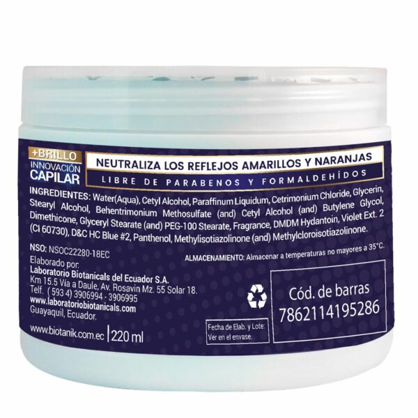 Mascarilla Capilar Matizante Tono Azul Violeta BIOTANIK 220 Ml - Imagen 2