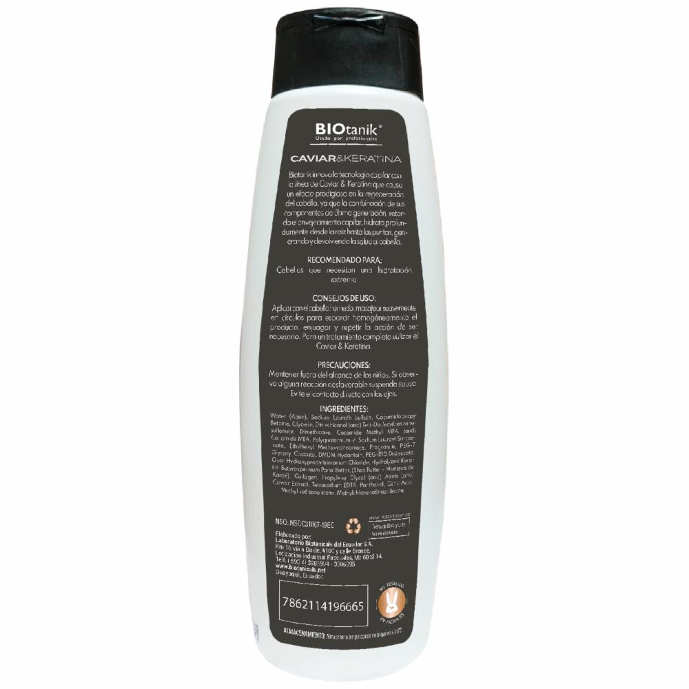 Shampoo Para Cabello De Caviar Y Keratina BIOTANIK 500 Ml - Imagen 2