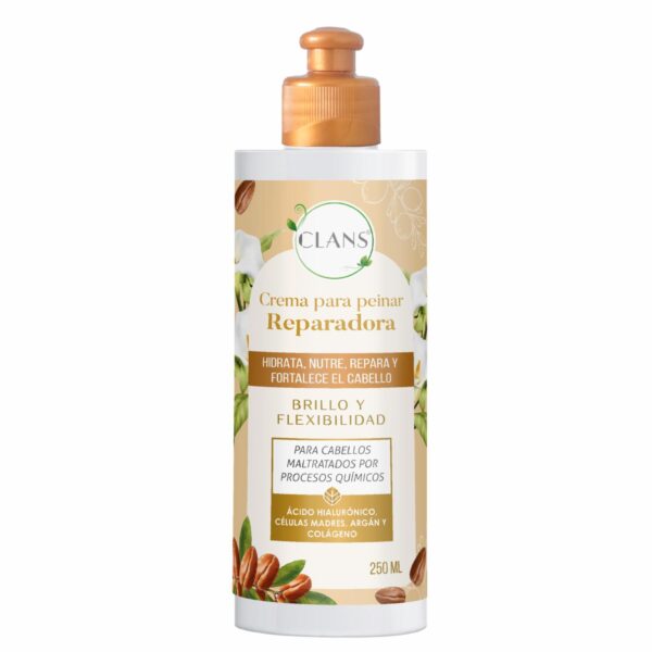 Crema De Peinar Acción Reparadora Brillo Y Flexibilidad CLANS 250 Ml