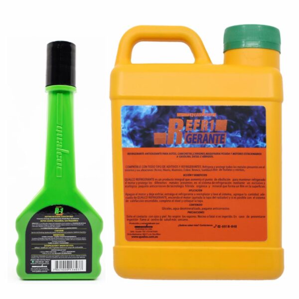 Refrigerante Automotriz Refrigerante 1 R-1 Premium 125 Ml + 1 Refrigerante Verde 1 L QUALCO 1 Galón - Imagen 2