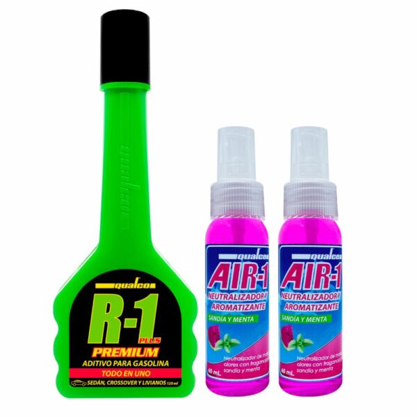 Kit Automotriz Kit Air-1 60 Ml 1 Aditivo R-1 125 Ml +2 Neutralizadores De Olor 60Ml QUALCO Kit - Imagen 2