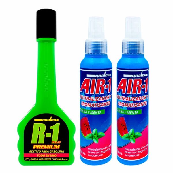 Kit Automotriz Kit Air-1 120 Ml 1 Aditivo R-1 125 Ml +2 Neutralizadores De Olor 120 Ml QUALCO Kit - Imagen 2