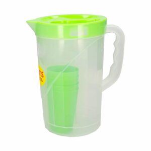 Set Jarra Italiana Transparente Verde KANTATI Con 4 Vasos
