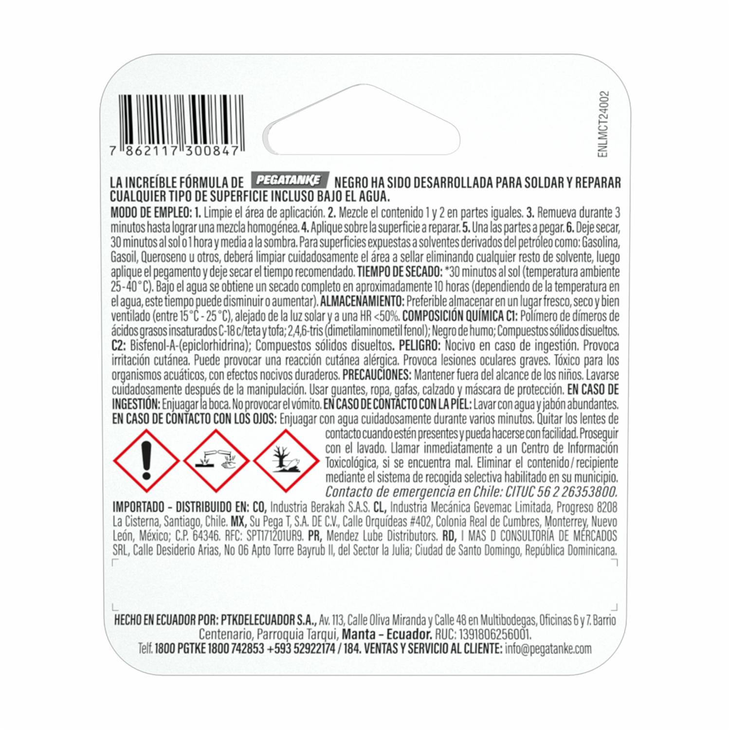 Pegamento Epóxico Negro PEGATANKE 44 Ml