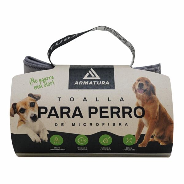Toalla Para Mascota De Microfibra Color Gris ARMATURA 80X45Cm